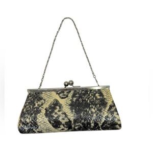 Depeche Mode. Black and Cream Floral Clutch with Chain Strap